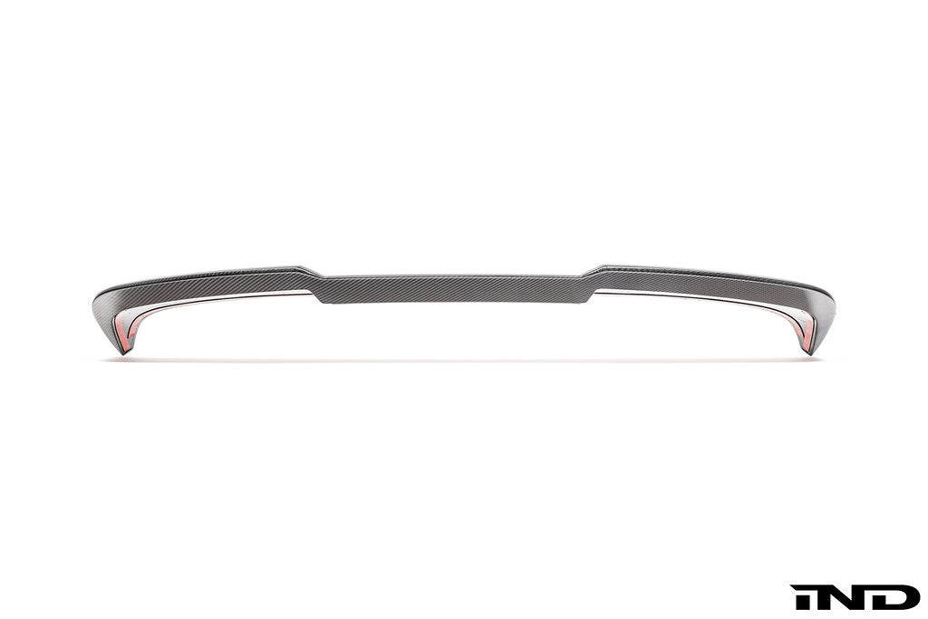 TREVORA G99 M5 Carbon Fiber PR-1 Rear Roof Spoiler on white exterior, showing sleek aerodynamic design for BMW M5.