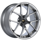 BBS E9X M3 RI-S 20-inch wheel set with multi-spoke alloy wheels showing a sleek silver finish and intricate design details.
