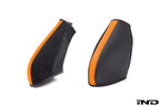 Wunderworks BMW M Carbon bucket seat upper bolster protector set in white, designed to protect and enhance interior seat area.