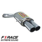 Supersprint BMW E63 M6 rear exhaust with "F1 Race" logo, showcasing the right-side exhaust pipe for coupe model.