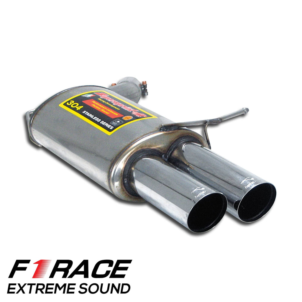 Supersprint BMW E63 M6 rear exhaust with F1 Race design, showing the left side of the high-performance car exhaust system.