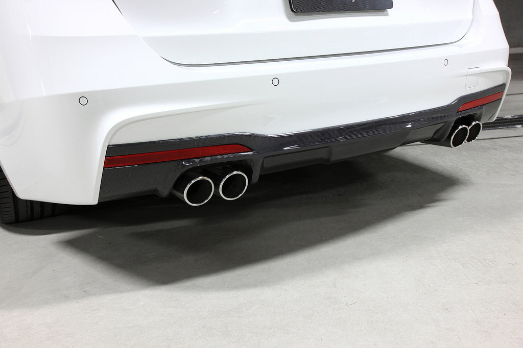 3D Design F30 F31 3-Series M Sport Carbon Rear Diffuser - 4 Tip - iND ...