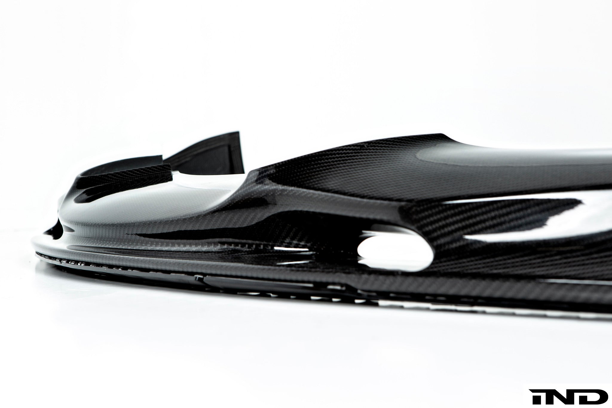 Close-up view of 3D Design A90 Carbon Front Lip