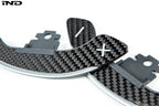 3D Design F-Chassis Carbon Shift Paddle Set for DCT transmission, interior car accessories with sleek black carbon finish.
