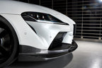 Side view of A90 Supra front bumper with 3D Design Carbon Front Lip