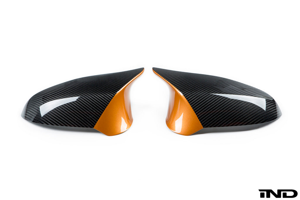BMW m performance carbon fiber mirror caps with acid orange - iND Distribution
