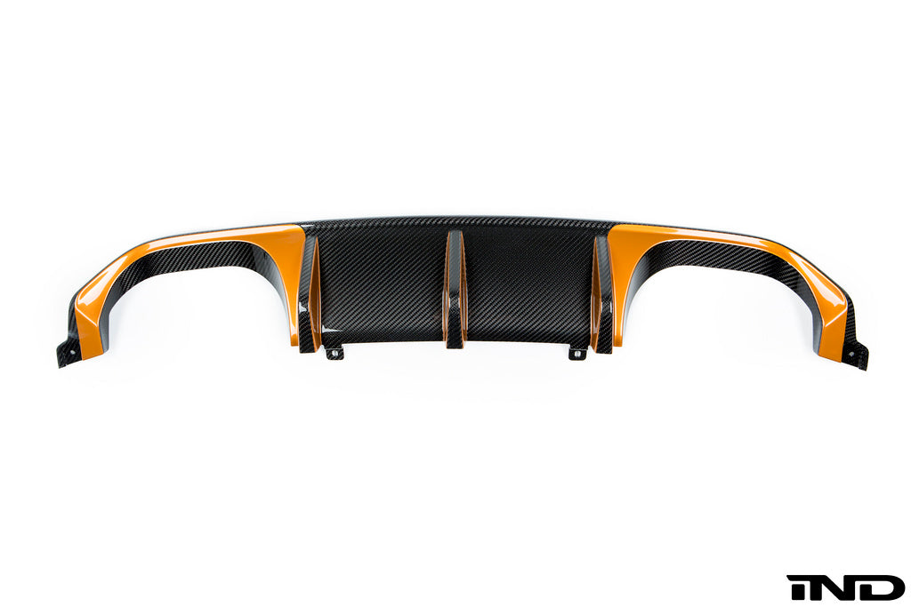 BMW m performance diffuser with custom acid orange paint - iND Distribution