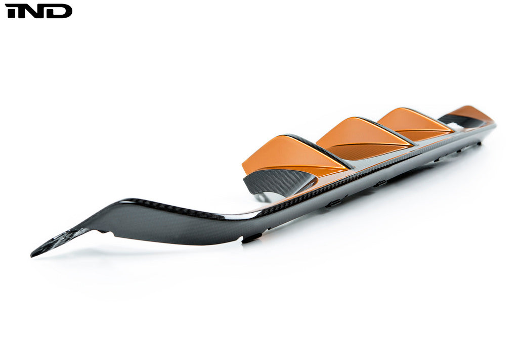 BMW m performance diffuser with custom acid orange paint - iND Distribution