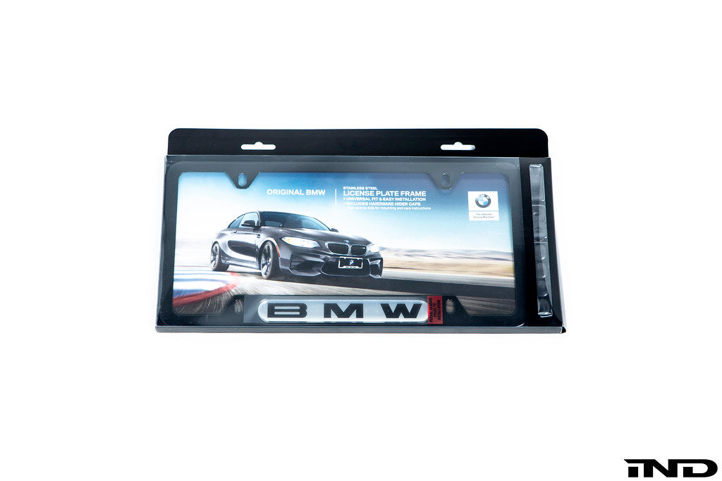 BMW Nameplate Black Stainless Steel License Plate Frame