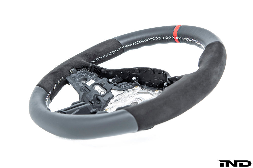 BMW M Performance G-Chassis Steering Wheel - Red Stripe + Silver Grey Stitching