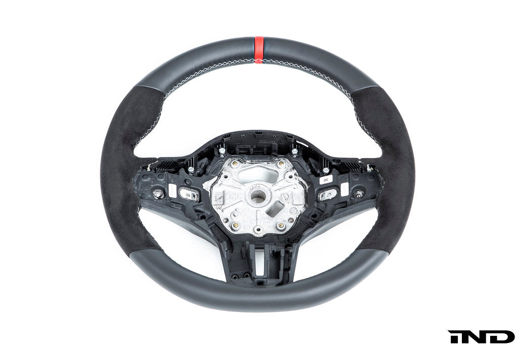 BMW M Performance G-Chassis Steering Wheel - Red Stripe + Silver Grey Stitching