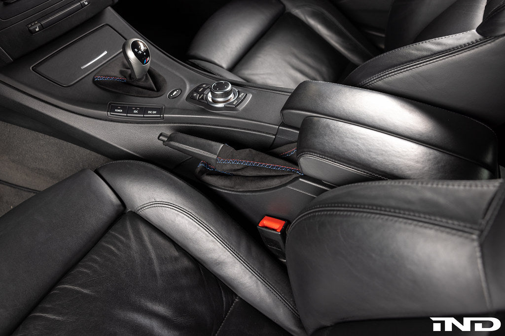 IND E9X M3 Tri-Color Stitched Alcantara E-Brake Boot - LHD