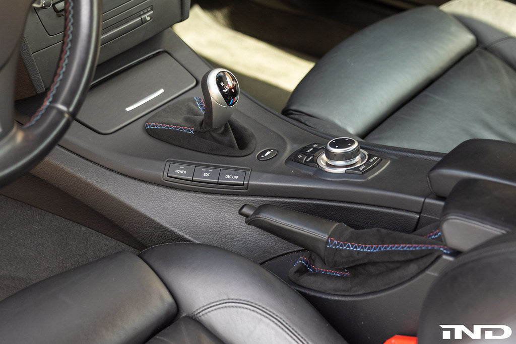 IND E9X M3 Tri-Color Stitched Alcantara E-Brake Boot - LHD