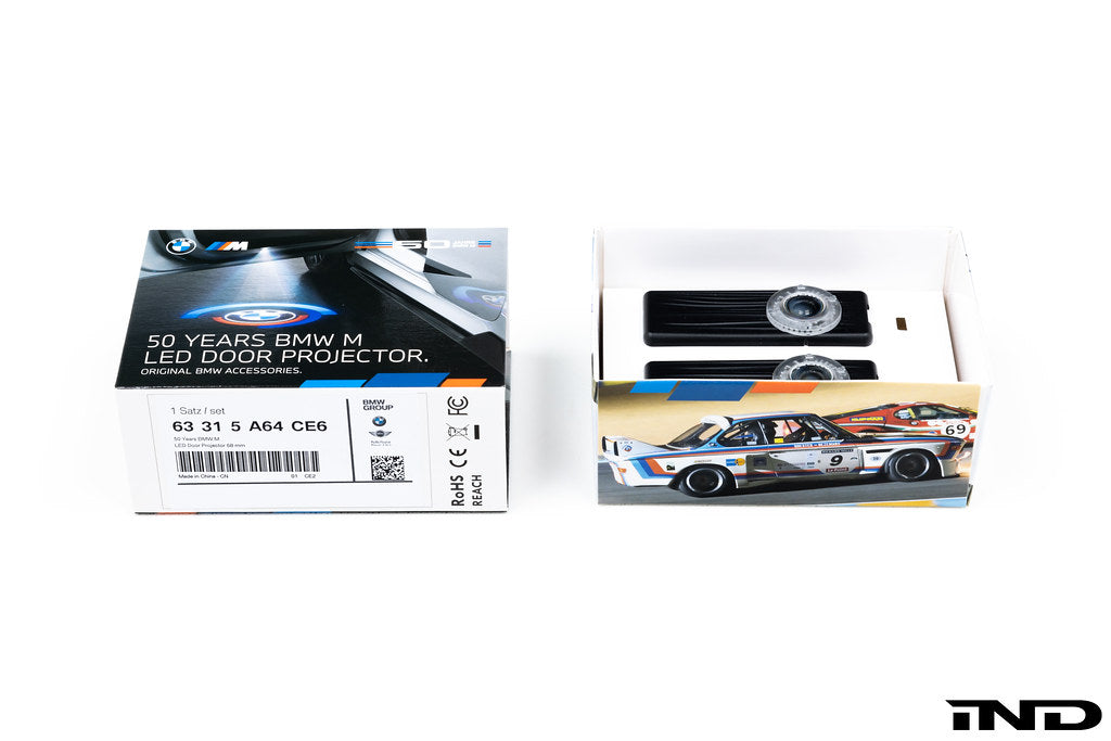 BMW M 50 Year Anniversary Heritage LED Door Projector Light Kit - 68mm