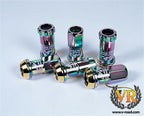 Project Kics R40 Racing Lug Nut Set for wheels, M12x1.5 size, featuring durable, shiny chrome finish and precise threading.