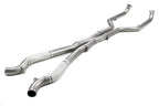 Eisenmann F1X M5/M6 F06 M6 exhaust center pipe set installed on a vehicle, showcasing polished metal pipes and mounting details.