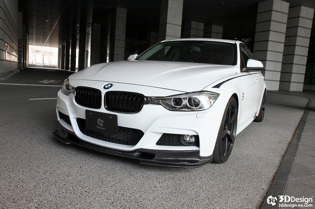 3d design f30 f31 m sport carbon fiber front lip spoiler - iND Distribution