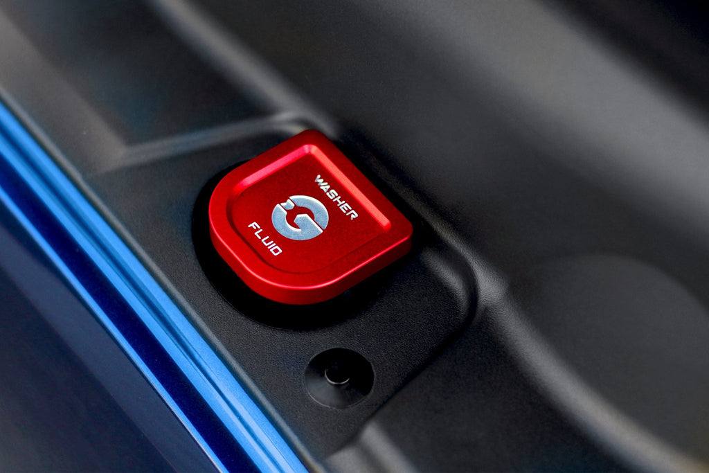 Goldenwrench Blackline Performance A90 Supra Edition RED Billet Washer Fluid Cap