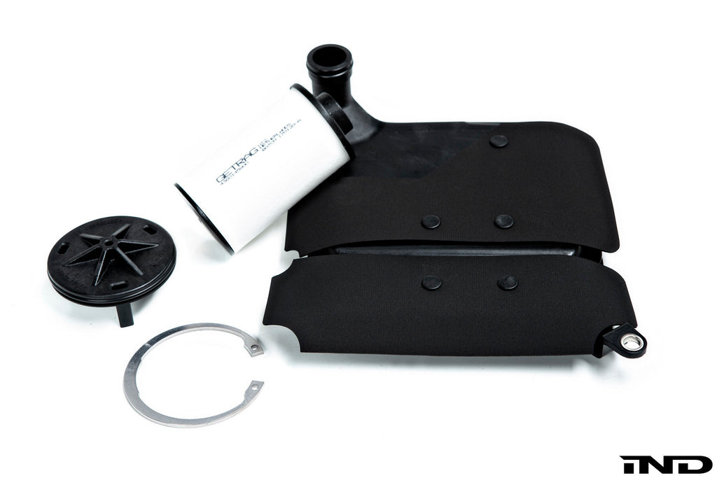 Fall Line Motorsports BMW DCT transmission pan filter set for performance track use, shown in close-up image.