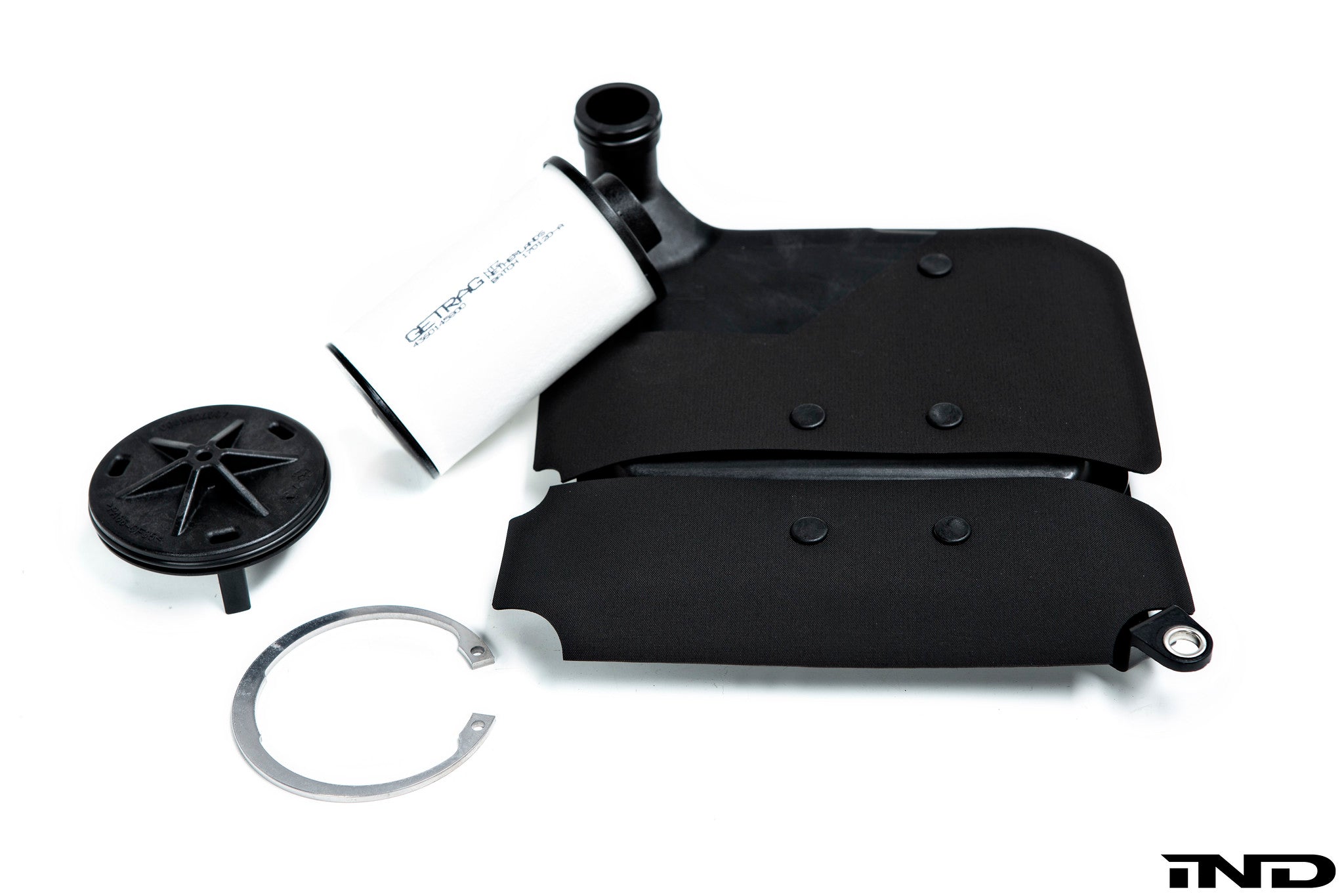 Fall Line Motorsports BMW DCT transmission pan filter set for performance track use, shown in close-up image.
