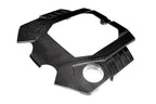 Eventuri black carbon engine cover for Audi C8 RS6 and RS7, exterior view showing glossy carbon fiber finish.