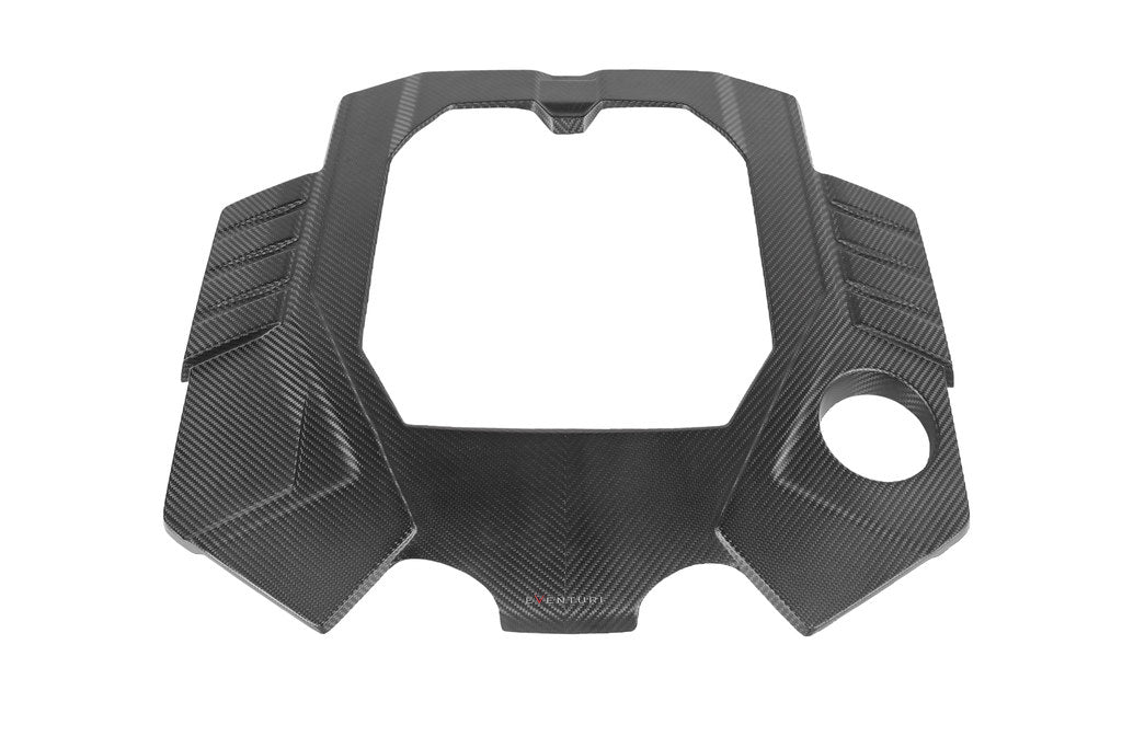 Eventuri black matte carbon engine cover for Audi C8 RS6 and RS7, exterior upgrade with sleek carbon fiber design