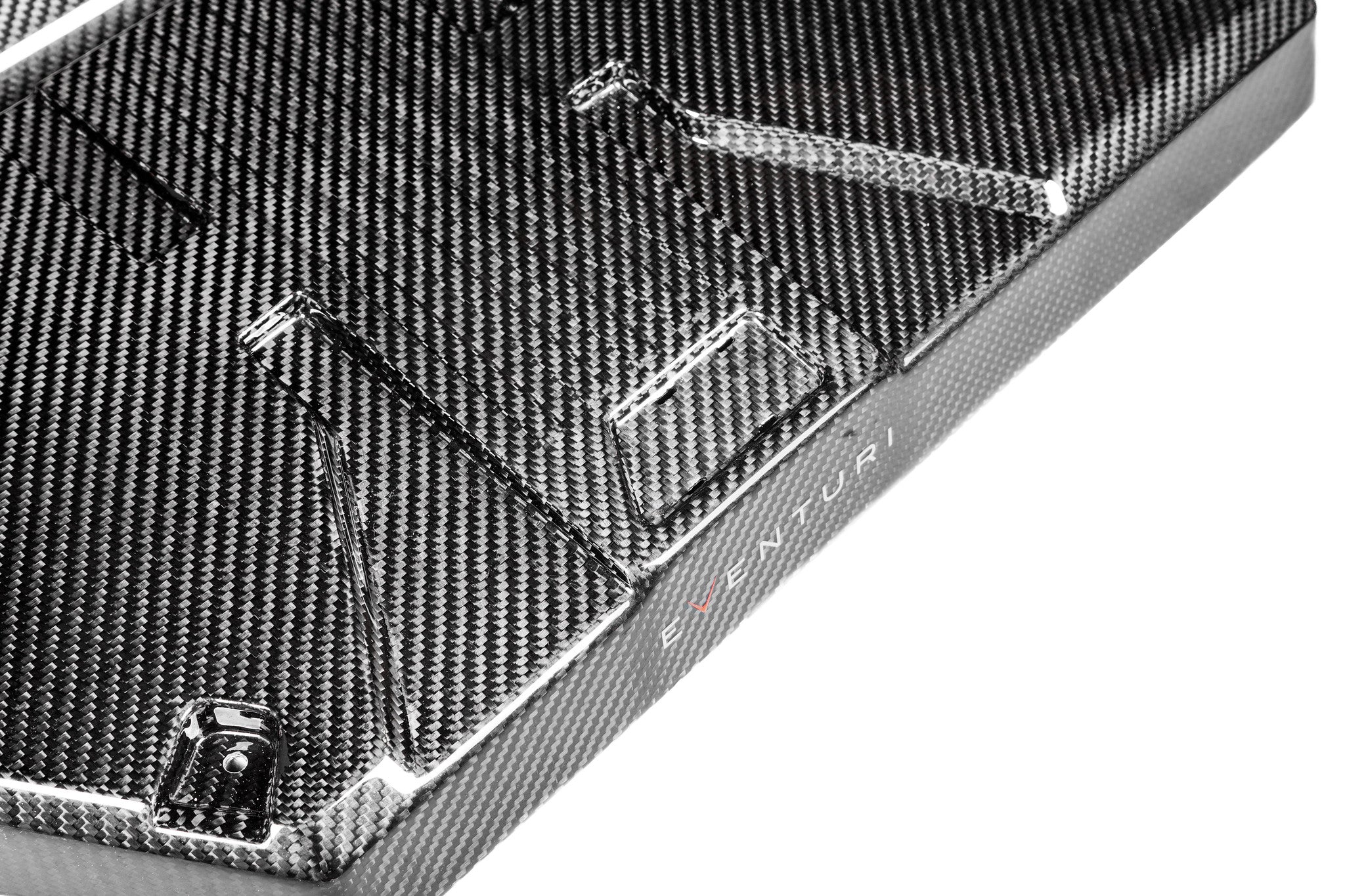 Eventuri BMW F97 X3M F98 X4M carbon intake system S58 prepreg fiber white background