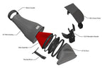 Diagram of Eventuri Mercedes AMG A45 and CLA45 black carbon intake system showing performance air intake components.