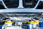 Fall Line Motorsports G8X M2 M3 M4 oil cooler guard exterior view, showcasing protective metal grille for engine cooling.