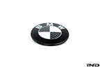 IND Carbon BMW Roundel Set for exterior use, featuring sleek carbon design with iconic BMW logo embellishments.