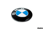 IND Painted BMW Roundel Set with High-Gloss Black Surround on Genuine BMW Roundel Cores