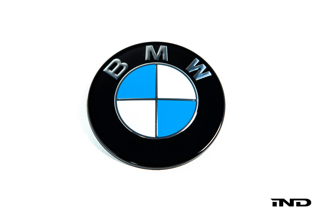 IND Painted BMW Roundel Set with High-Gloss Black Surround on Genuine BMW Roundel Cores