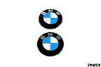 IND Painted BMW Roundel Set with High-Gloss Black Surround on Genuine BMW Roundel Cores