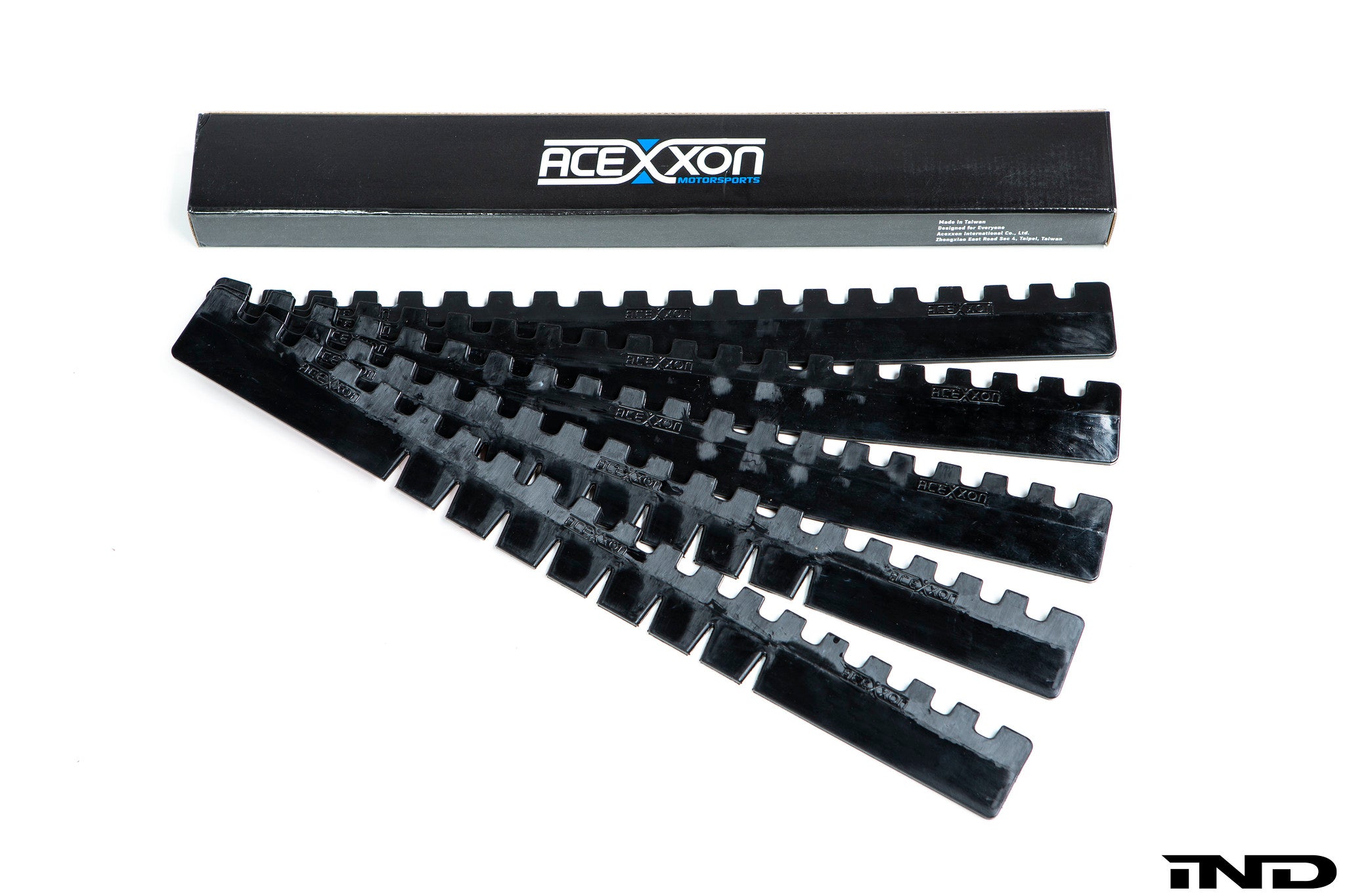 Acexxon Heavy Duty Universal Lip Protector kit, exterior automotive accessory, white background showing front lip protection details.