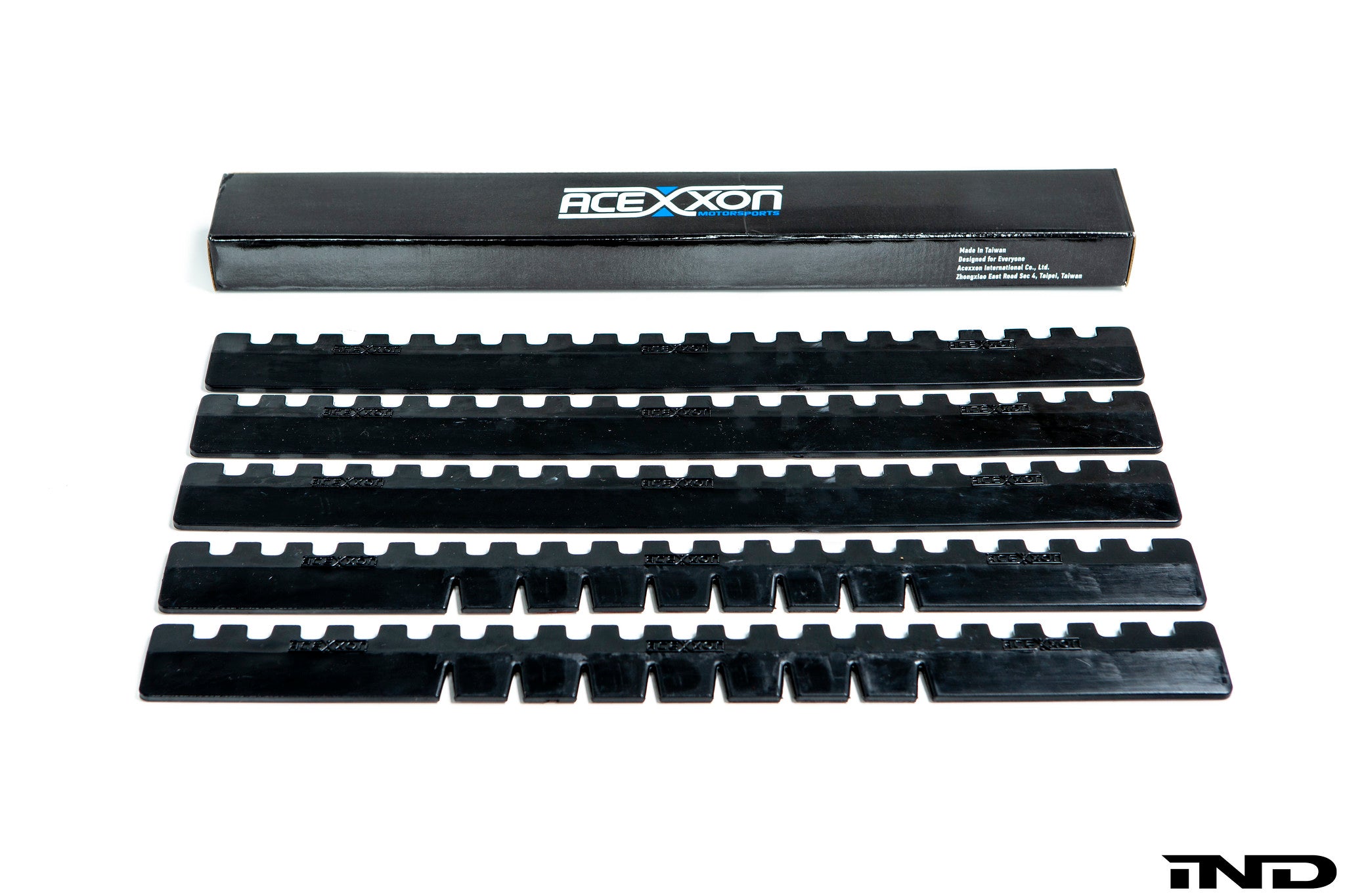 Acexxon Heavy Duty Universal Lip Protector kit with five white exterior lip protectors for vehicle front edges.