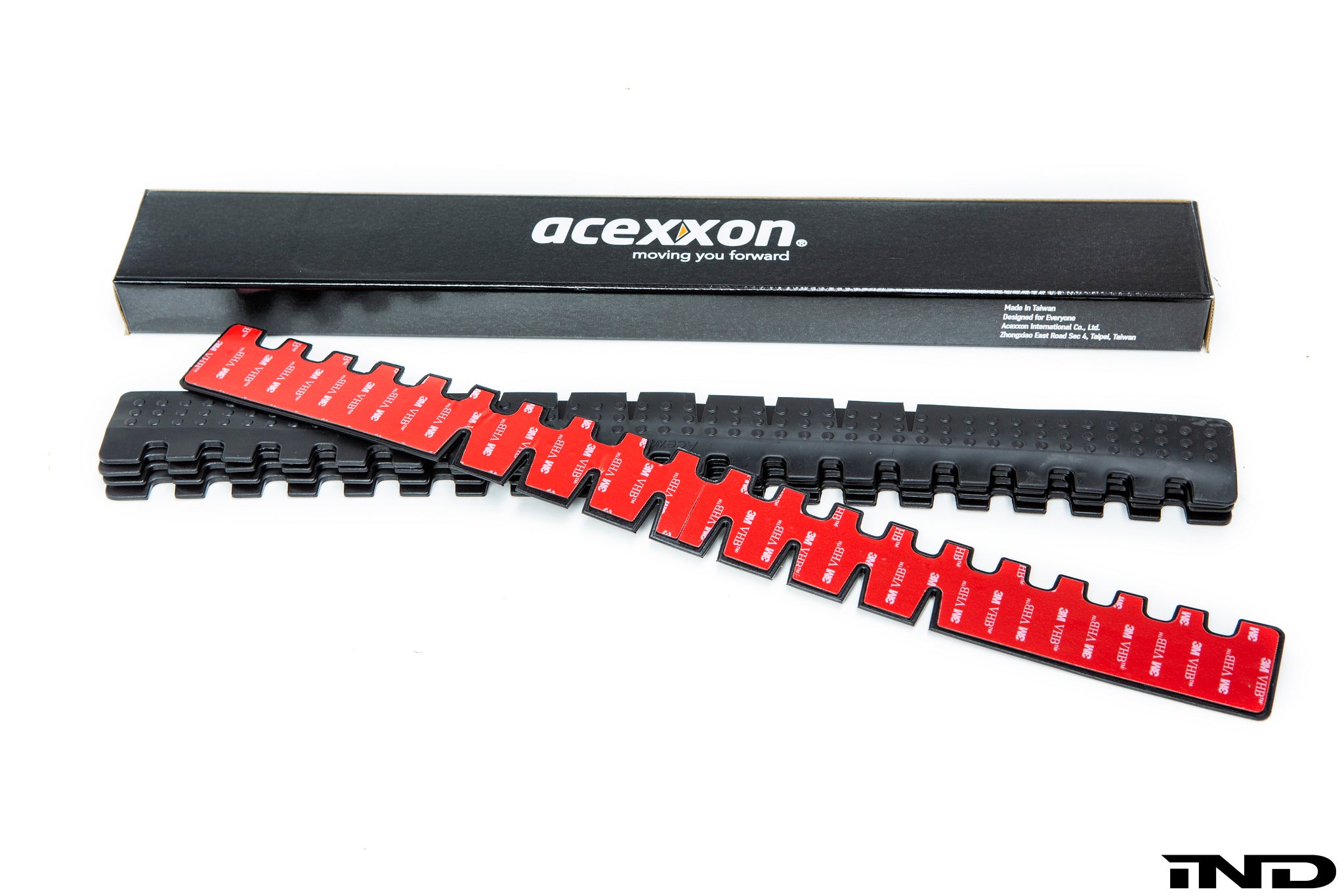 Acexxon Universal Front Lip Protector kit with five white exterior trim pieces on a plain background.
