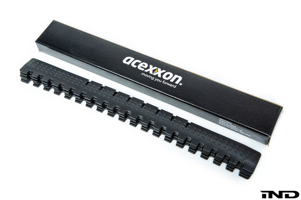 Acexxon Universal Front Lip Protector kit with five white exterior pieces for vehicle protection and style.