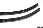 Alpha N E9X M3 GTS front lip splitter in white, exterior car accessory with adjustable design for BMW E9X M3 GTS.