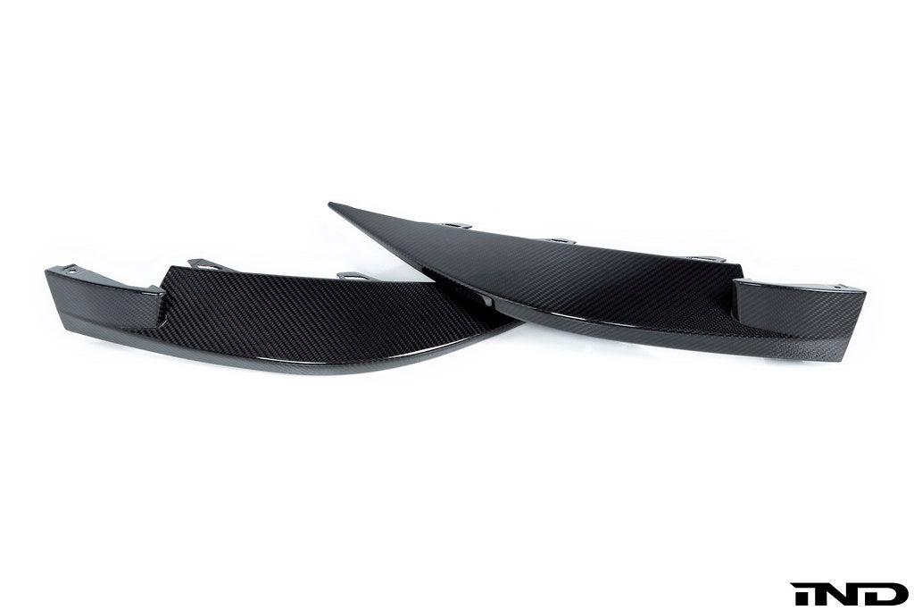Alpha N G8X M3 M4 carbon front corner splitter set for vehicle exterior, lightweight and aerodynamic.