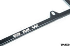 BMW black slimline license plate frame and black m logo valve stem caps - iND Distribution