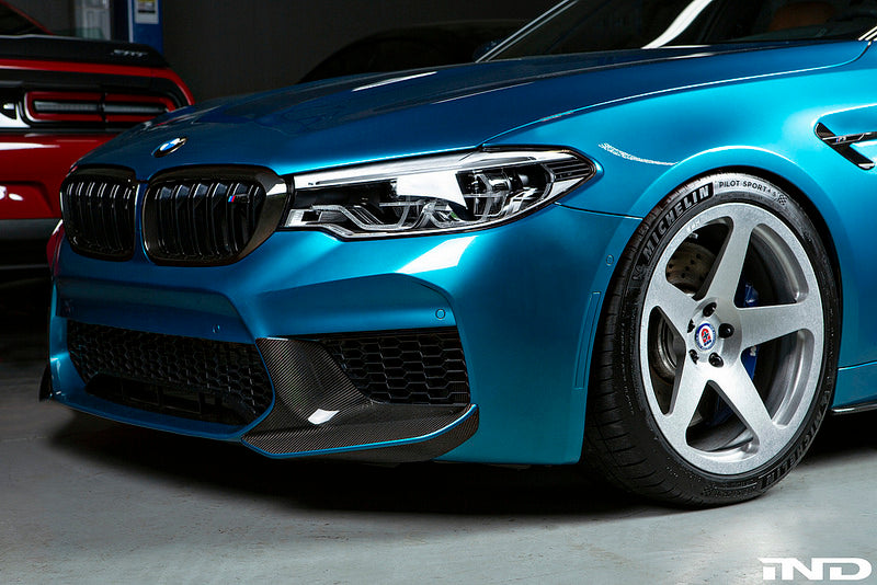 BMW f90 m5 m Performance carbon front splitter set with crt stripe - iND Distribution
