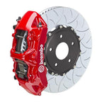 Brembo F8X M2 M3 M4 GT big brake kit with 380mm 2-piece slotted front brake rotors and 6-piston caliper in red.
