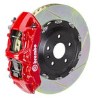 Brembo F8X M2 M3 M4 GT big brake kit with 380x34mm 2-piece slotted front brakes and red calipers on a vehicle.