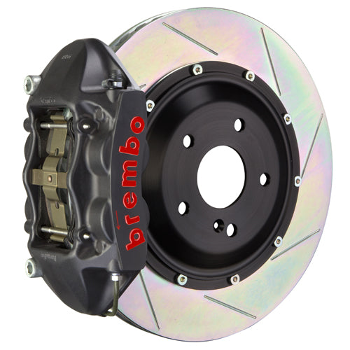 Brembo F8X M2 M3 M4 GT-S big brake kit with 345x28mm 2-piece rear slotted brake rotors and four-piston calipers.