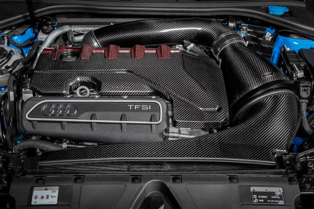 Eventuri black carbon intake system installed on Audi 8Y RS3 engine bay
