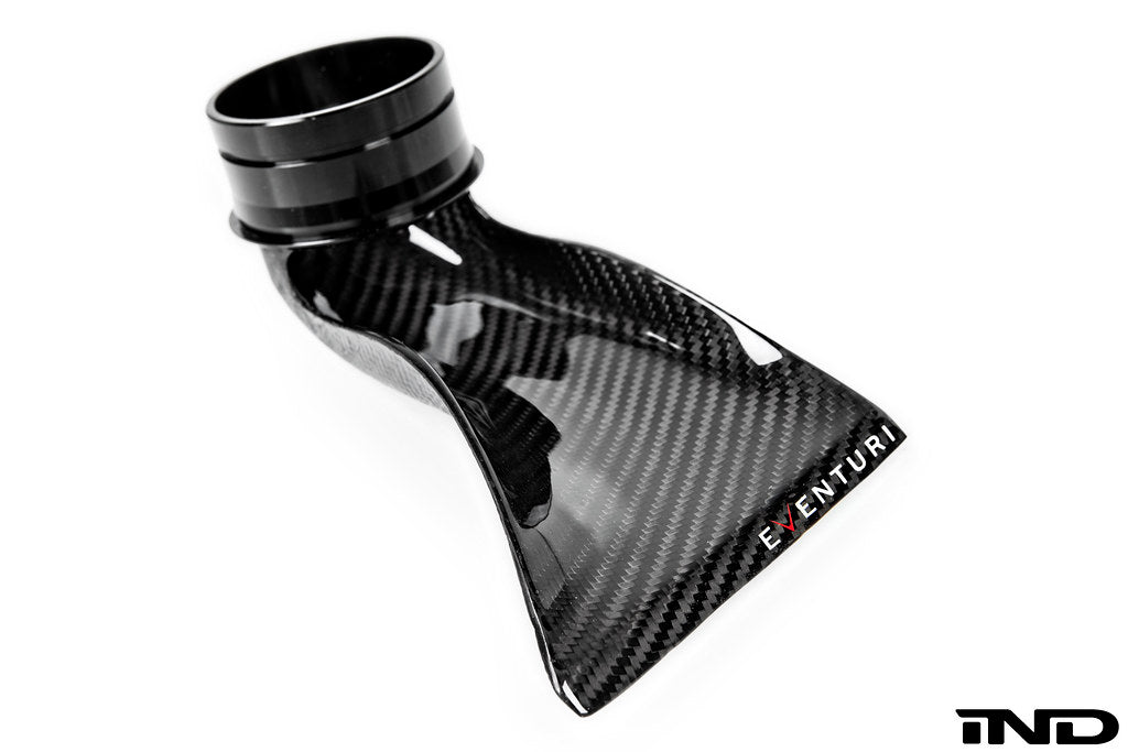 Eventuri carbon fiber intake system for BMW E46 M3 on a white background