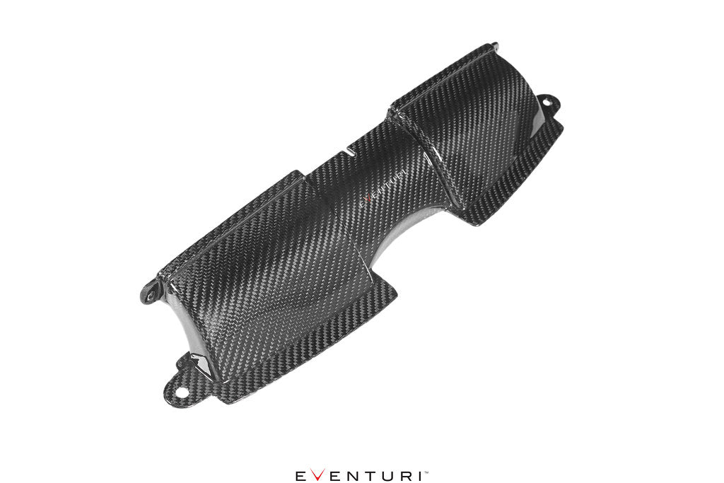 Eventuri gloss carbon fiber duct set for BMW E9X M3 on a white background