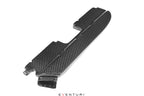 Eventuri gloss carbon fiber duct set for BMW E9X M3 on a white background