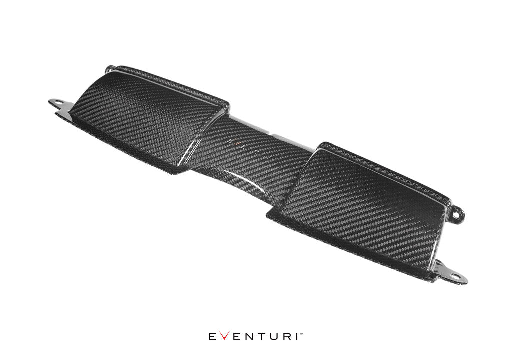 Eventuri gloss carbon fiber duct set for BMW E9X M3 on a white background