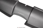 Eventuri BMW E9X M3 matte carbon duct set featuring performance air ducts with a sleek matte finish on a white background.